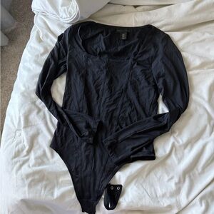 House of Harlow Black Long Sleeve Bodysuit